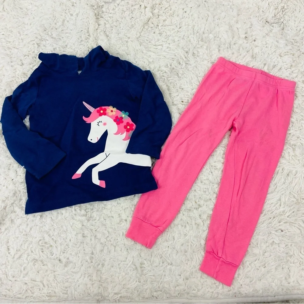 Carter's navy Blue Unicorn lightweight Hoodie with pink leggings size 3T - Picture 3 of 14